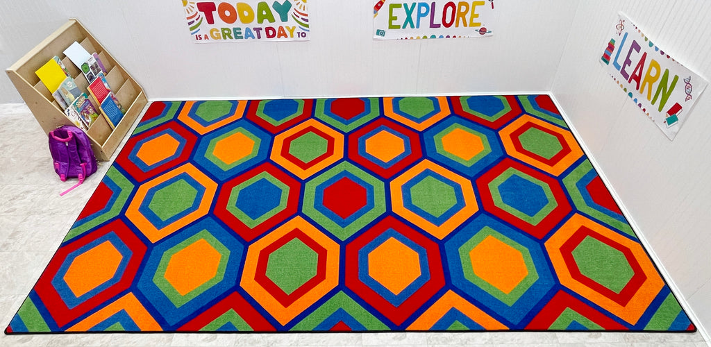 Sitting Hexagons Children's Wall to Wall Carpet - KidCarpet.com