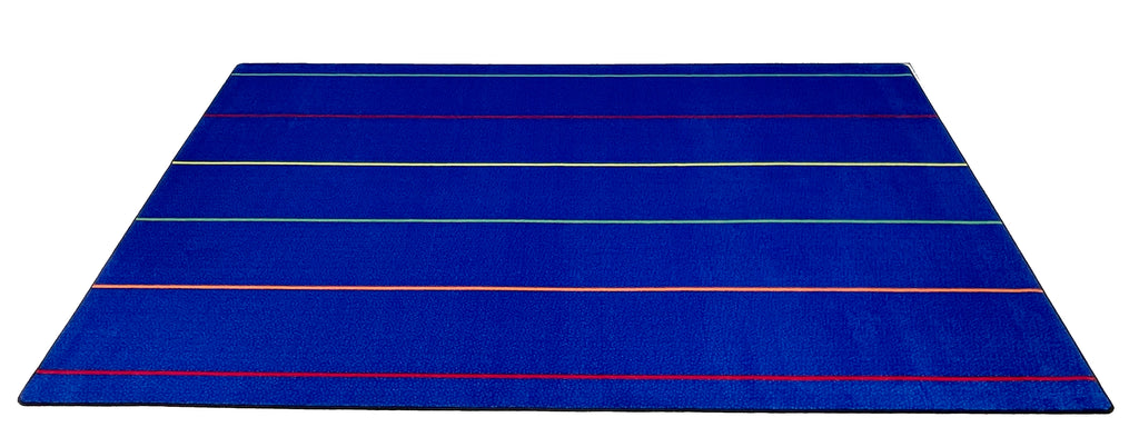 Straight Lines Kids Area Rug Multi on Blue - KidCarpet.com