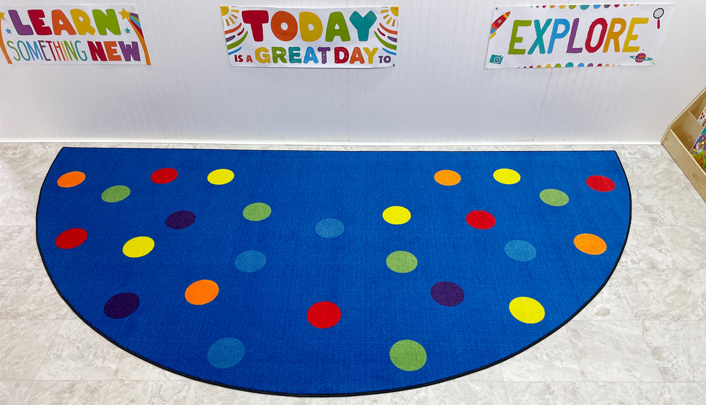 Color Spots Semicircle Classroom Rug