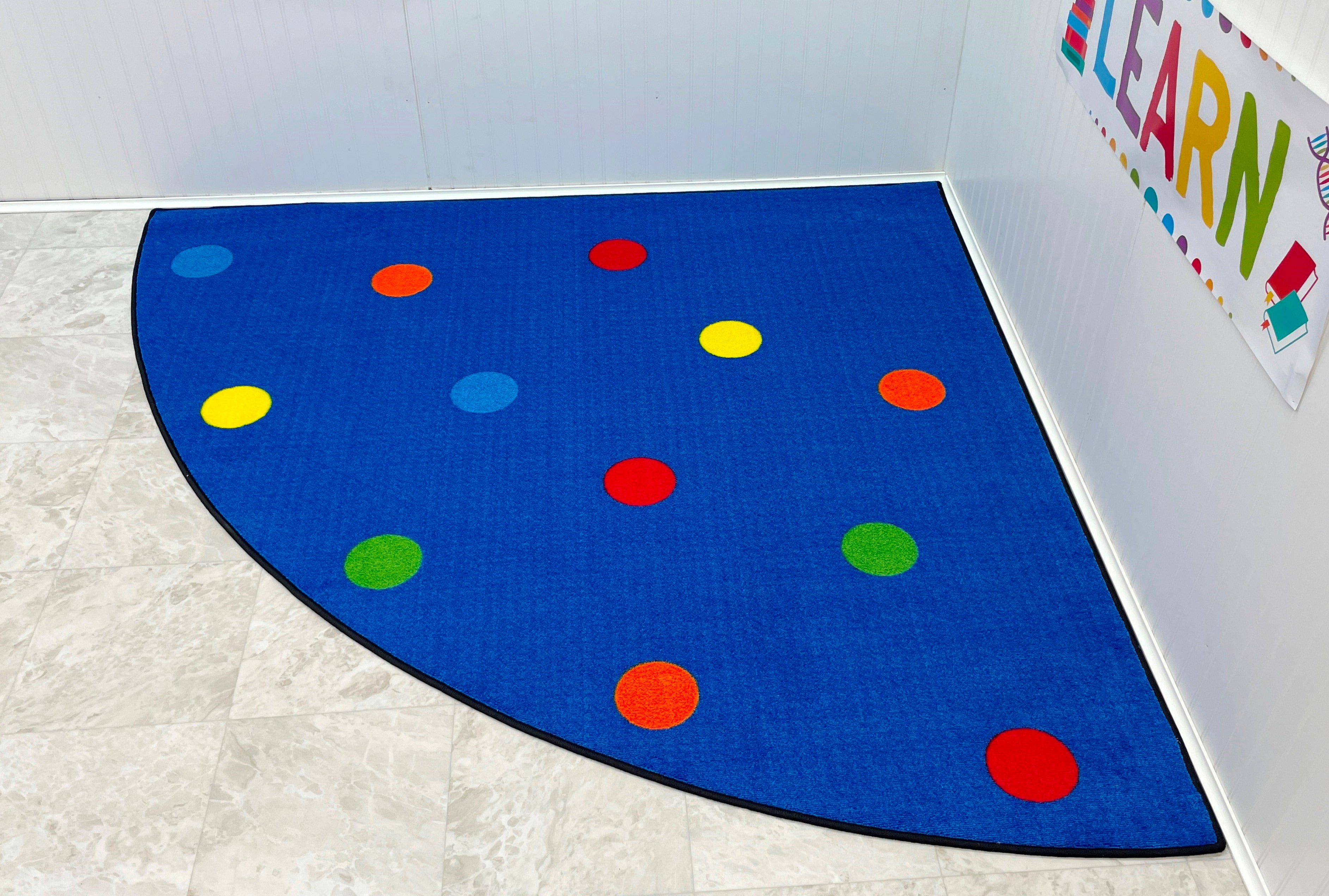 Modern Soft Coloured Carpet 'Paint' Quarter Circle for Children