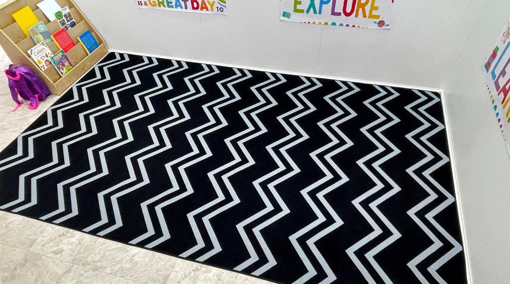 Chevron Kids Rug Black and Grey - KidCarpet.com