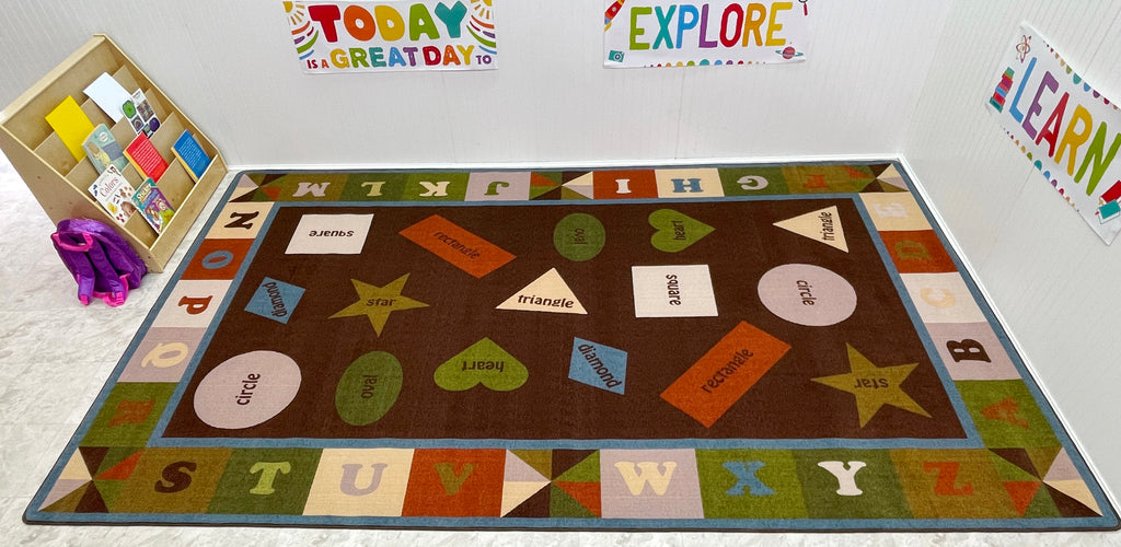 Colorful Shapes Rug With EARTH TONE Colors - KidCarpet.com