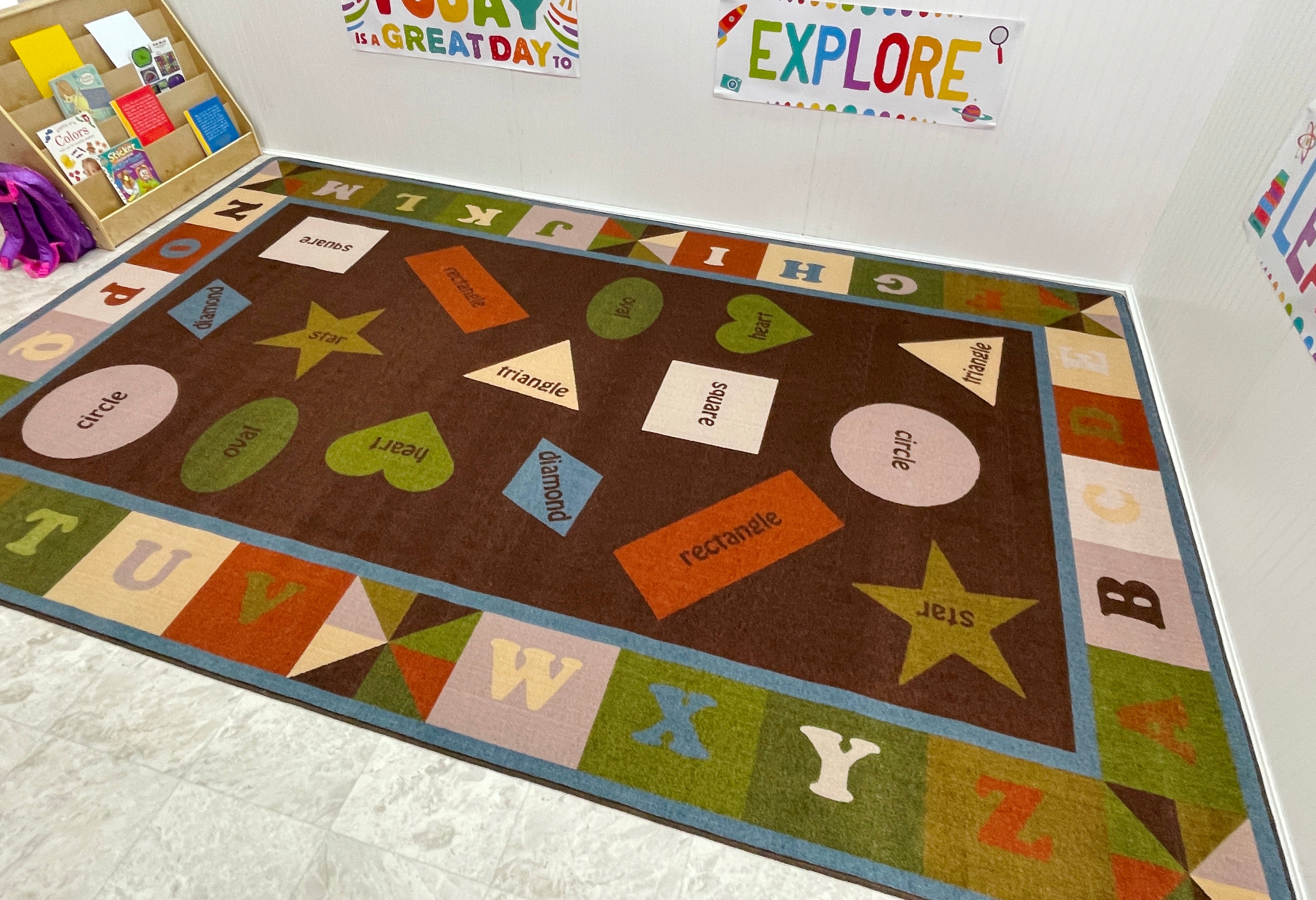 Colorful Shapes Rug With EARTH TONE Colors – KidCarpet.com