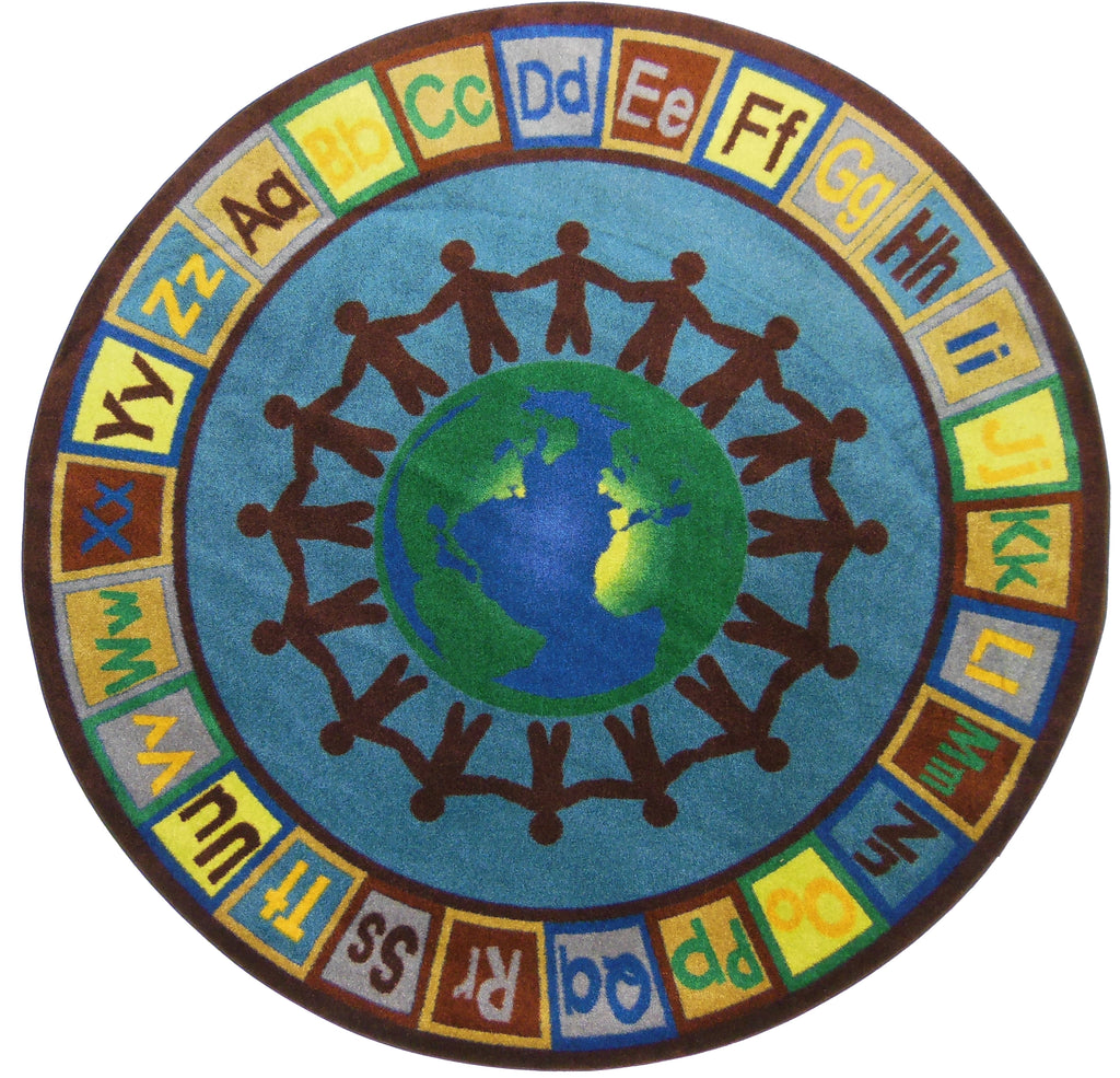 Alpha World Classroom Rug With EARTH TONE Colors - KidCarpet.com