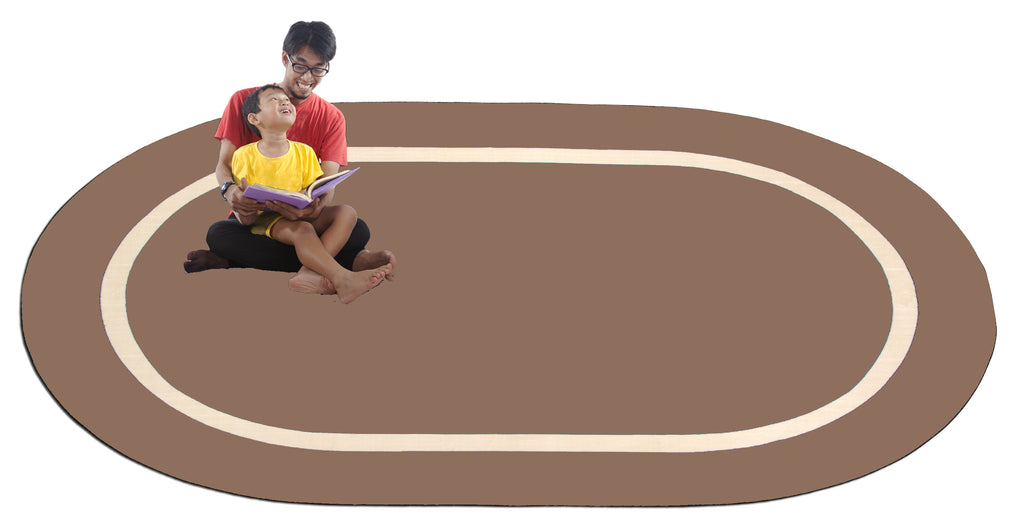 Montessori Classroom Rug Tan With Creme Line - KidCarpet.com