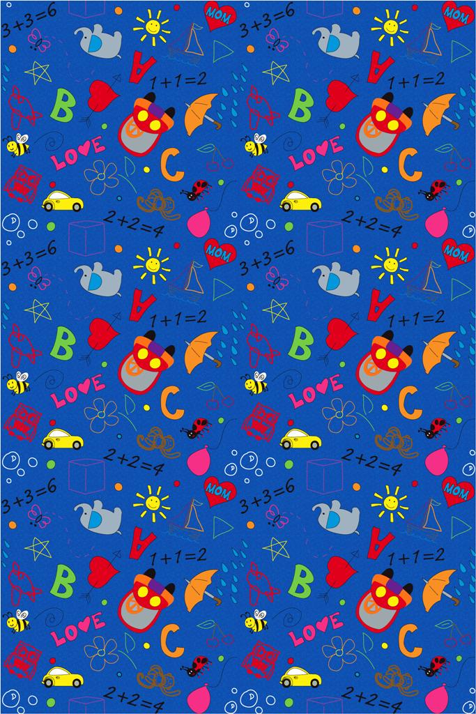 Playtime Doodle Wall to Wall Classroom Carpet Multi on Blue