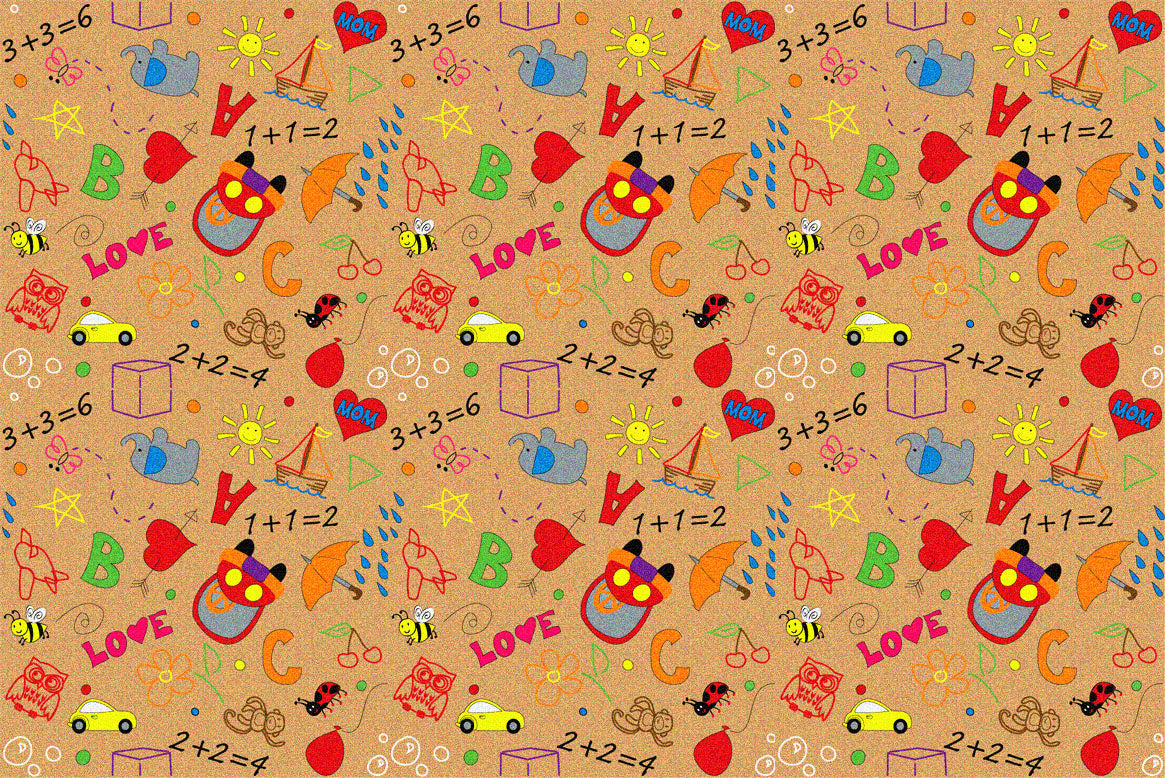 Playtime Doodle Wall to Wall Classroom Carpet Multi on Tan