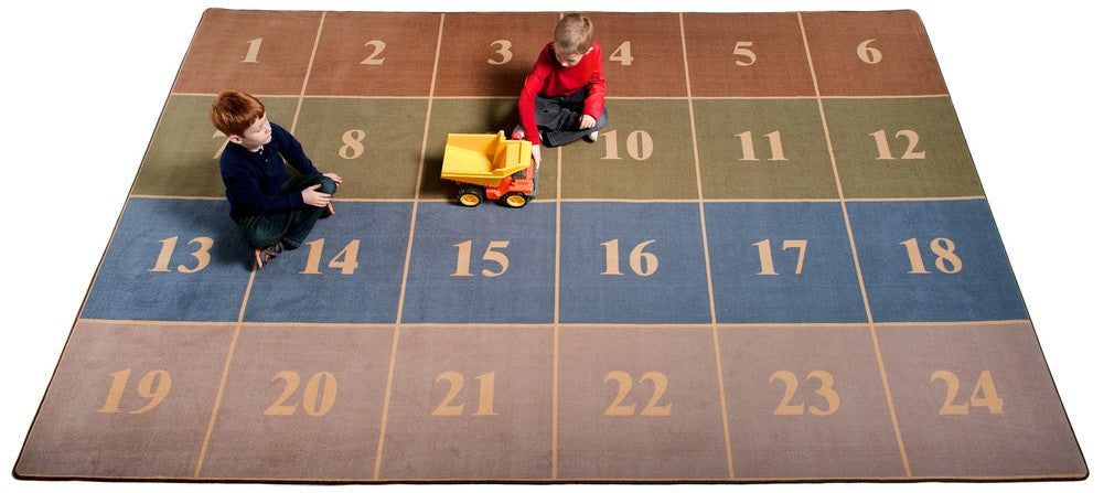 Classroom Seating Rug With 24 Squares EARTH TONE-