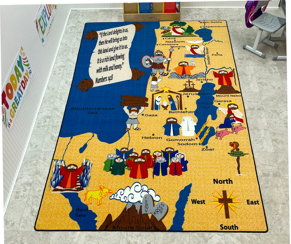 Holy Land Map Sunday School Rug - KidCarpet.com
