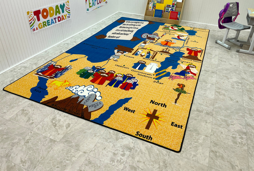 Holy Land Map Sunday School Rug - KidCarpet.com