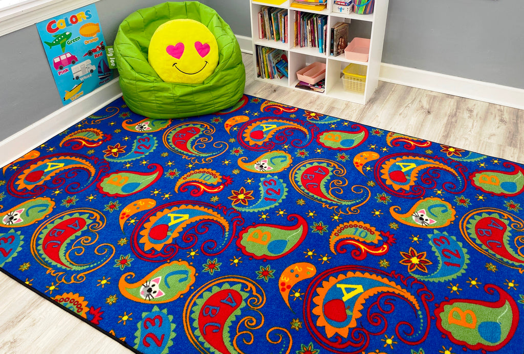 Paisley Wall to Wall Carpet With ABC - KidCarpet.com