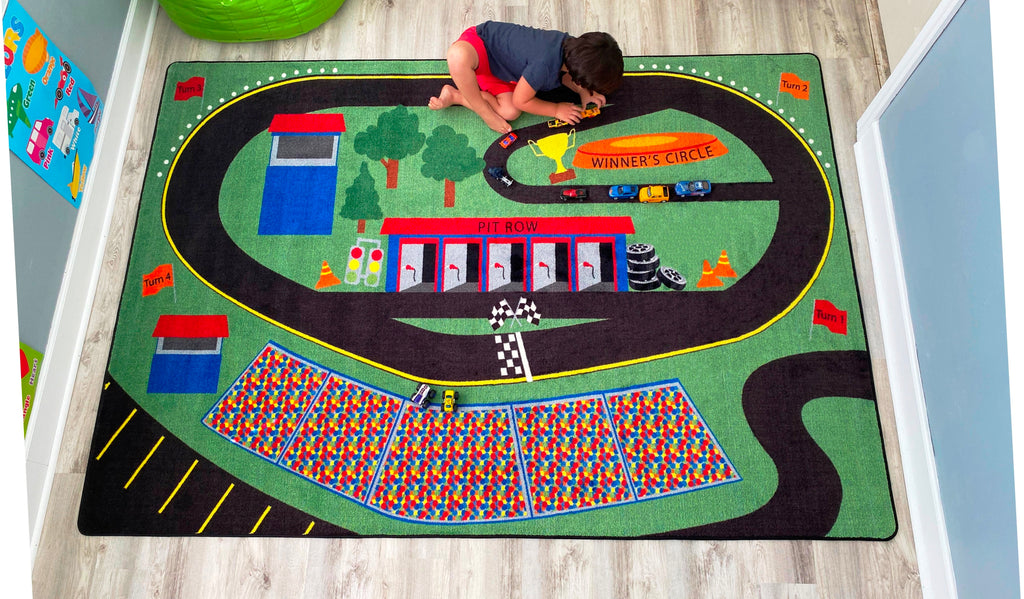Racetrack Loop Rug Race Car and Race Track Rugs – KidCarpet.com